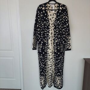 Buddy Basics Lincoln Animal Print Print Black Duster Cardigan Size M/L NWT